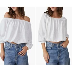 Free People Parfait Bubble Off The Shoulder Crop Top